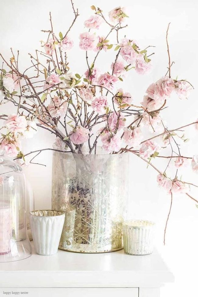 Pale Pink Cherry Blossoms Glass