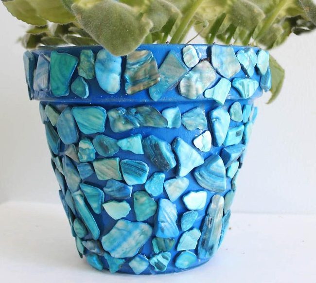 Ocean Blue Stone Mosaic Planters