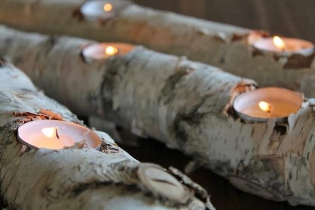 Birch Log Candleholders