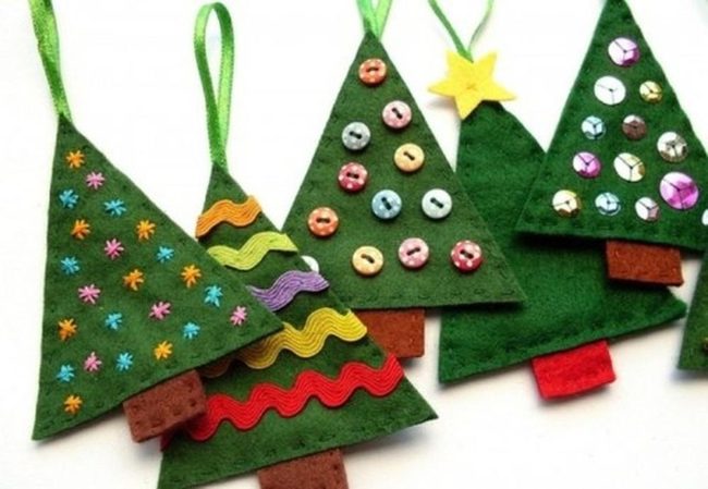 Green Felt Trees With Button Details