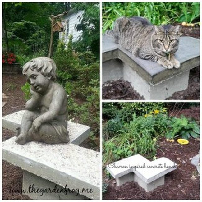 Concrete Chevron Garden Bench