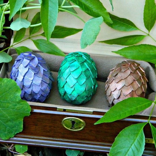 Locked Wooden Box With Colored Dragon Eggs