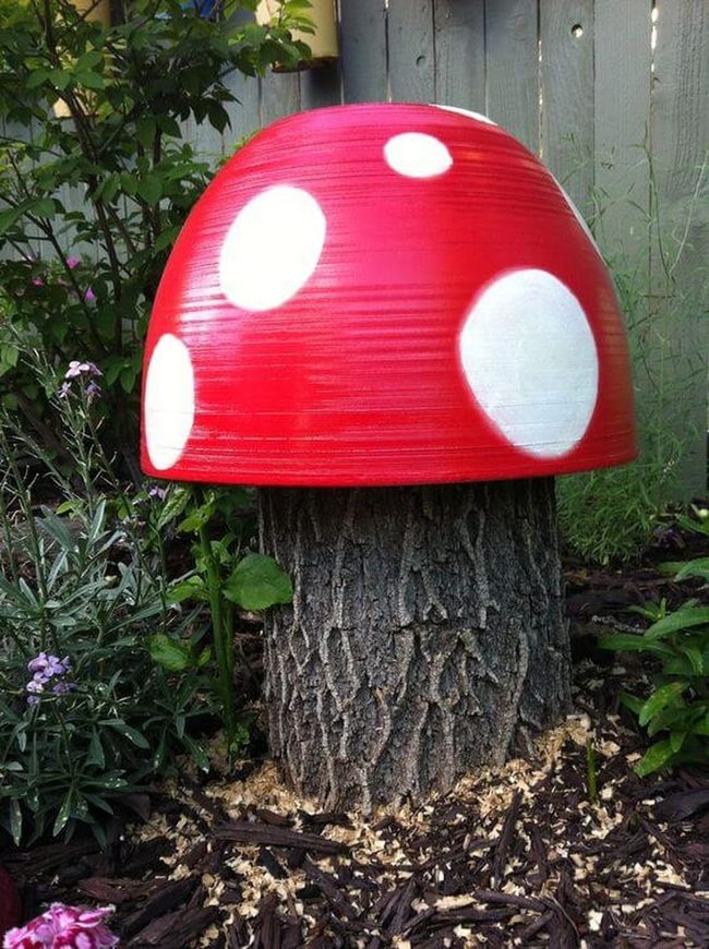 Giant Wooden Mushroom Sculpture