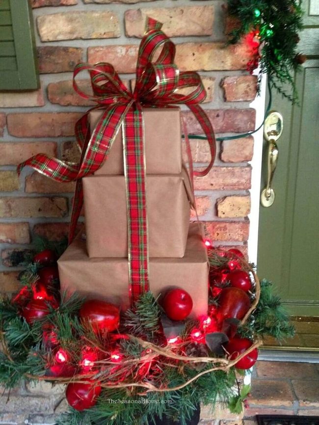 Stacked Gift Boxes With Colorful Ribbons
