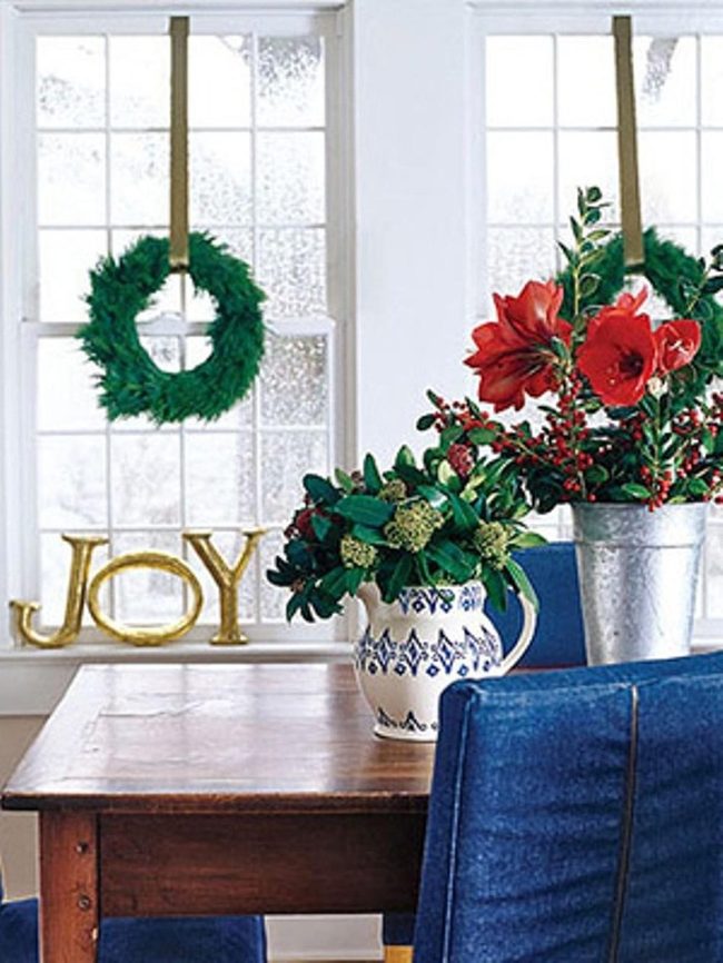 Red Florals, Blue Chairs, Golden Joy