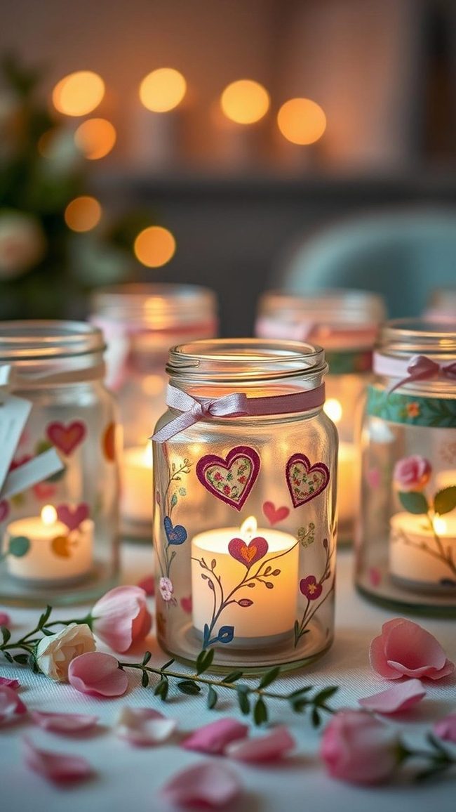 Layered Sand Heart Candle Jars