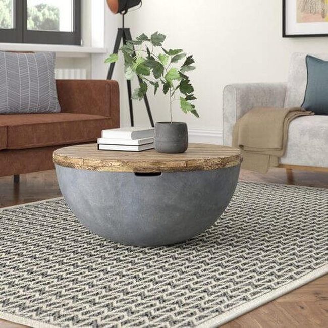 Concrete And Wood Storage Table