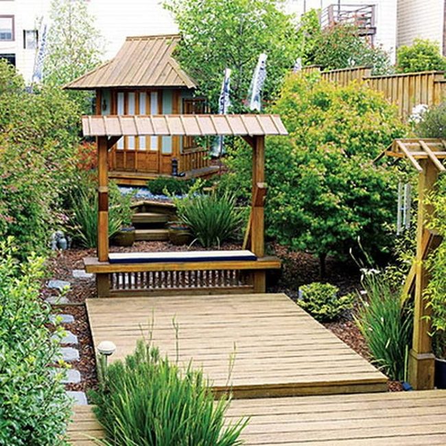 Wooden Garden Sanctuary With Green Canopy