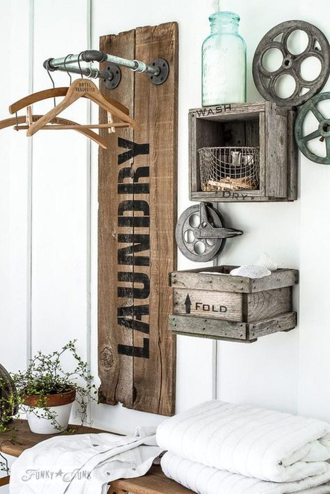 Industrial Metal And Weathered Wood Laundry