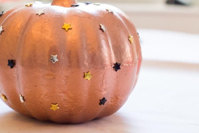 Copper Pumpkins With Metallic Stars