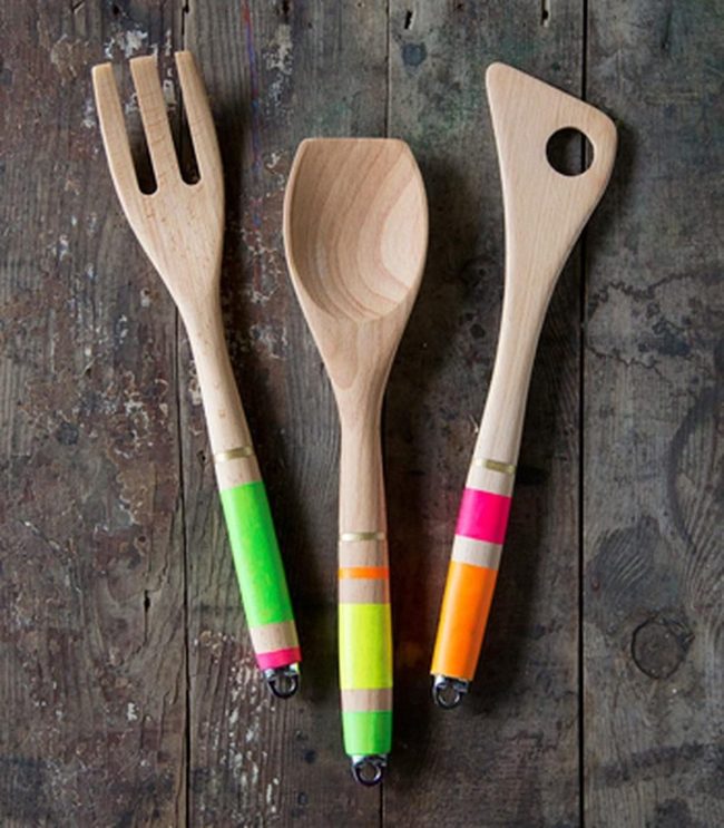 Neon Striped Kitchen Tools