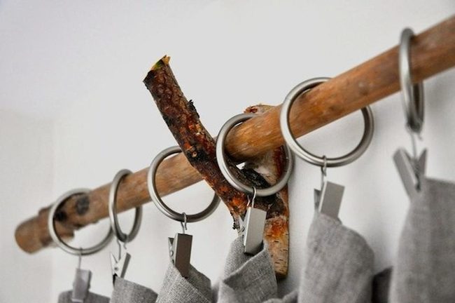 Natural Wood Branch With Silver Clips