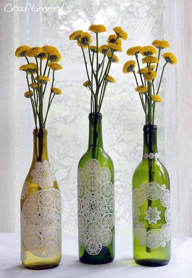 Lace-Covered Wine Bottles