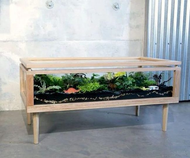 Reclaimed Wood Glass Terrarium Table