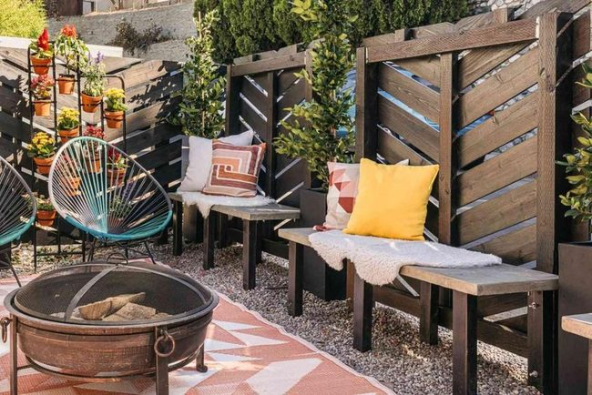 Dark Wood Meets Bright Cushions
