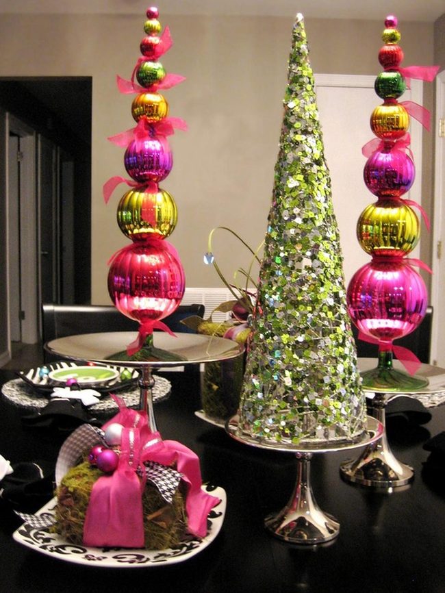 Pink, Green, Silver Festive Table