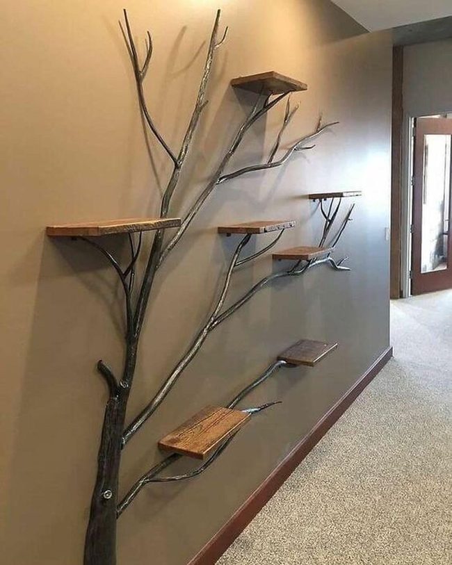 Wooden Branch Wall Shelves