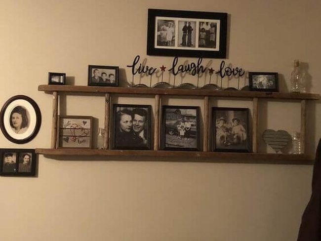 Wooden Ladder Memory Wall