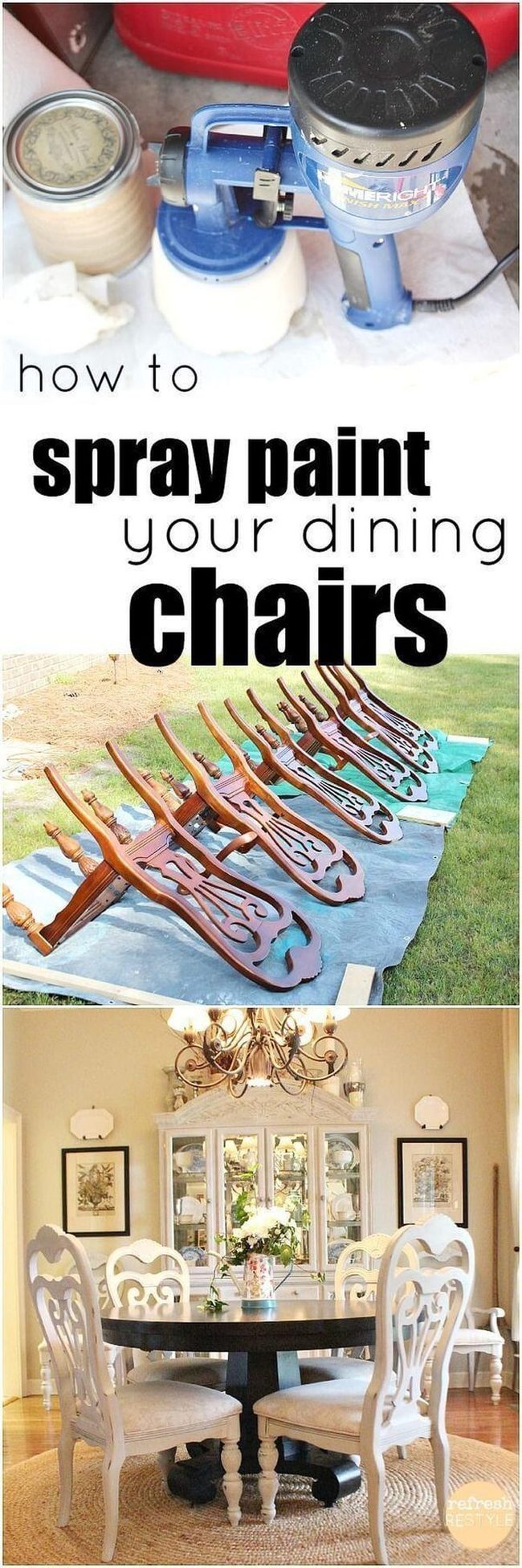 White Spray-Painted Dining Chairs