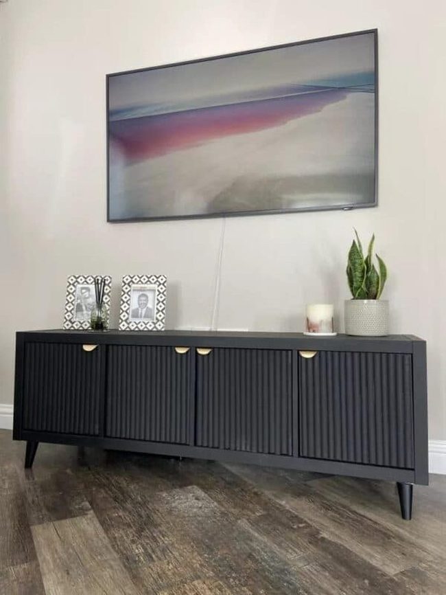 Black Fluted Kallax With Gold Hardware