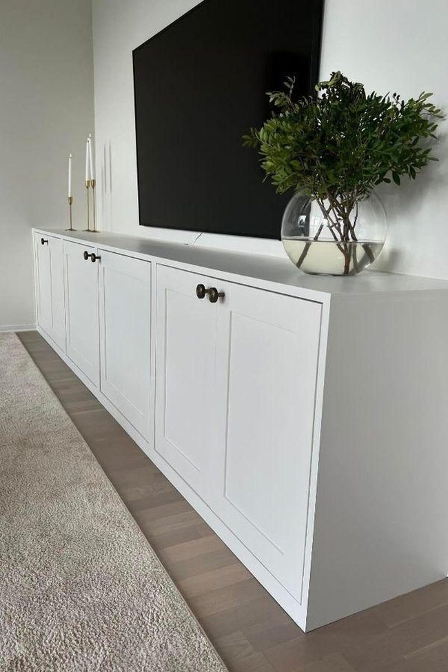 White Cabinet Black Hardware Green Accents