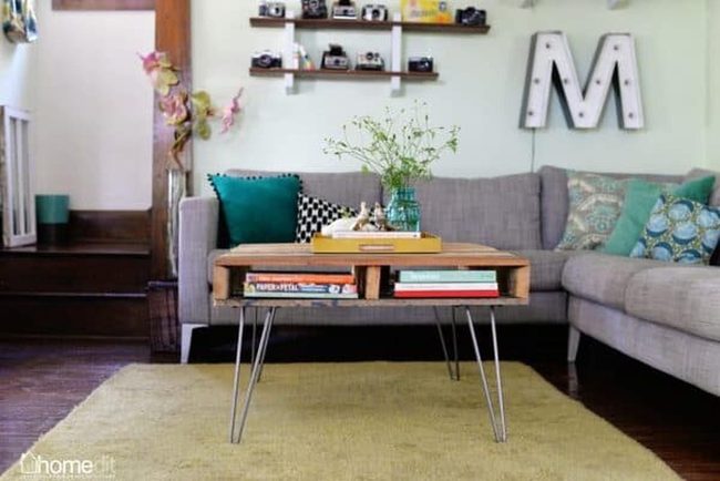 Pallet Hardwood Table Hairpin Legs