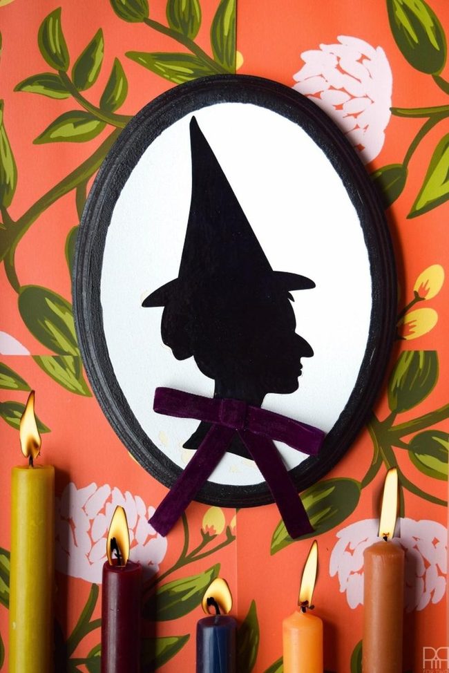 Black Silhouette Witches Orange Wall