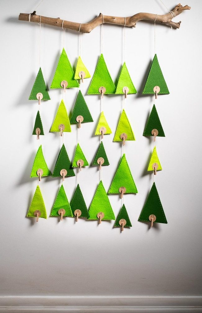 Hanging Green Felt Trees