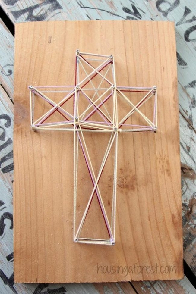 White Pink Geometric String Art