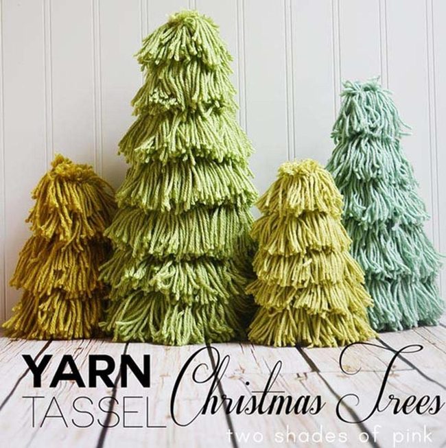 Fluffy Yarn Pom Pom Trees