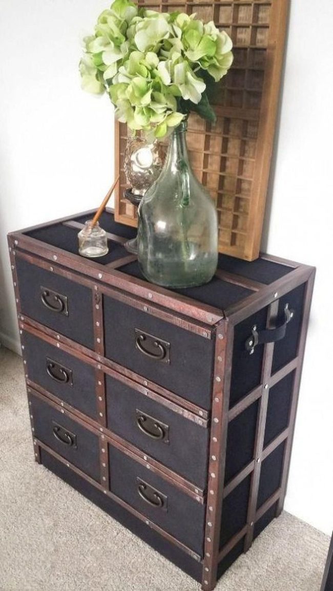 Dark Wood Chest With Metal Studs