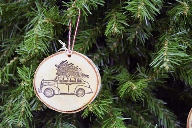 Tiny Trees On Red Vintage Cars