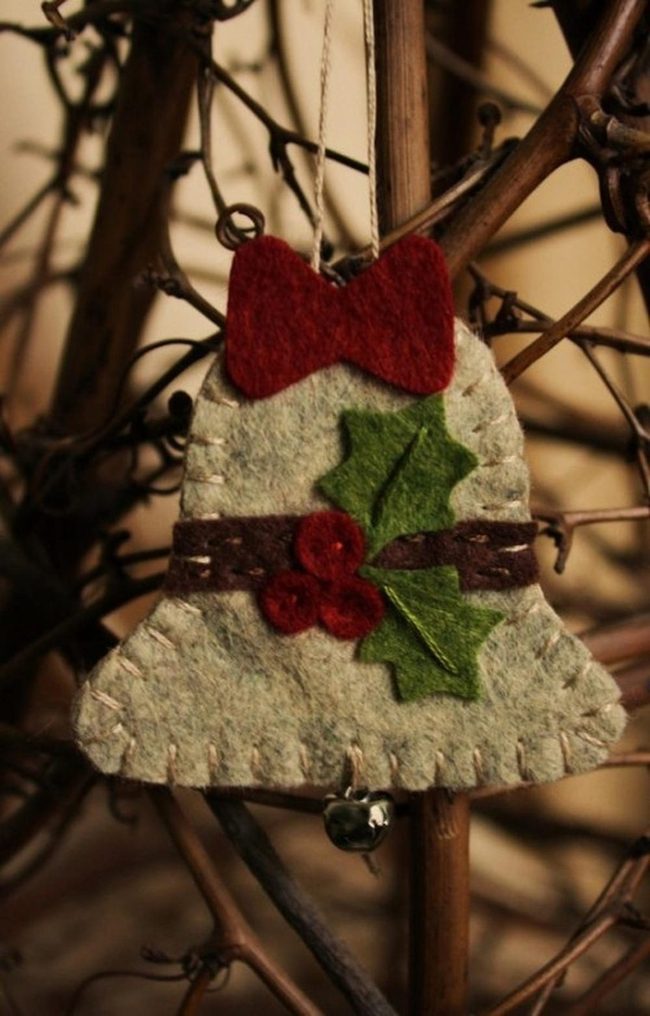 Red Bow Felt Bell Ornament