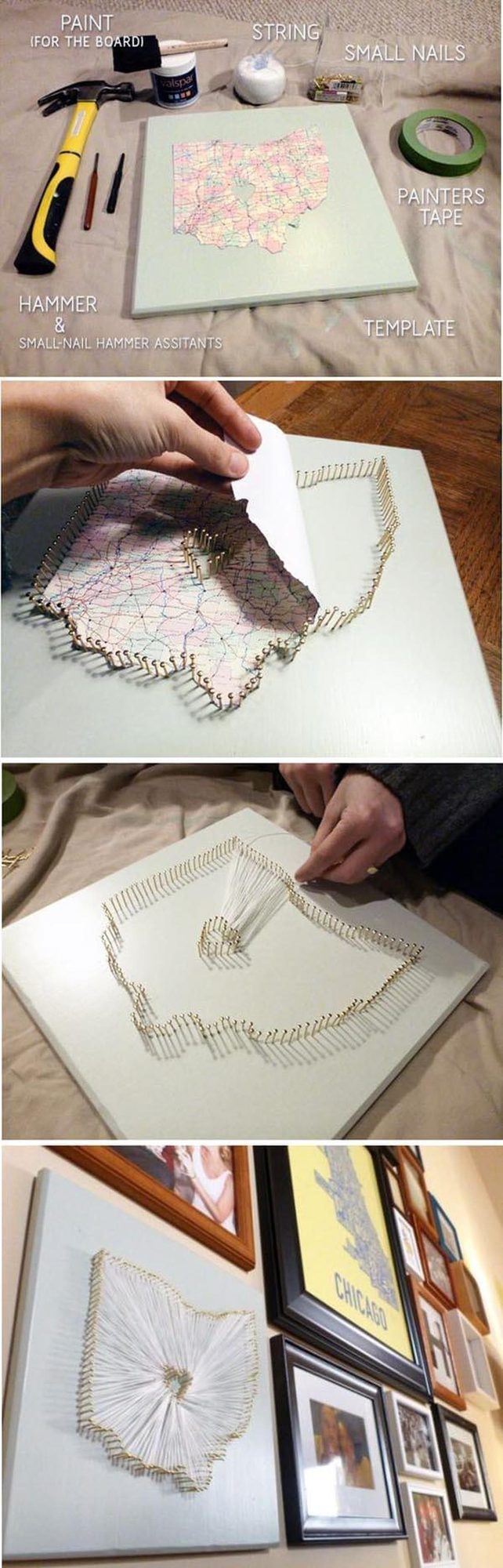State Map Heart String Art