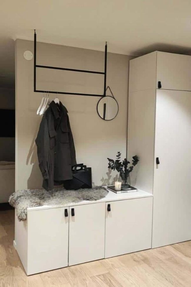White Cabinet Industrial Clothing Rack