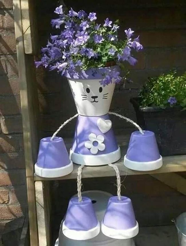 Stacked Pots Blooming Centerpiece