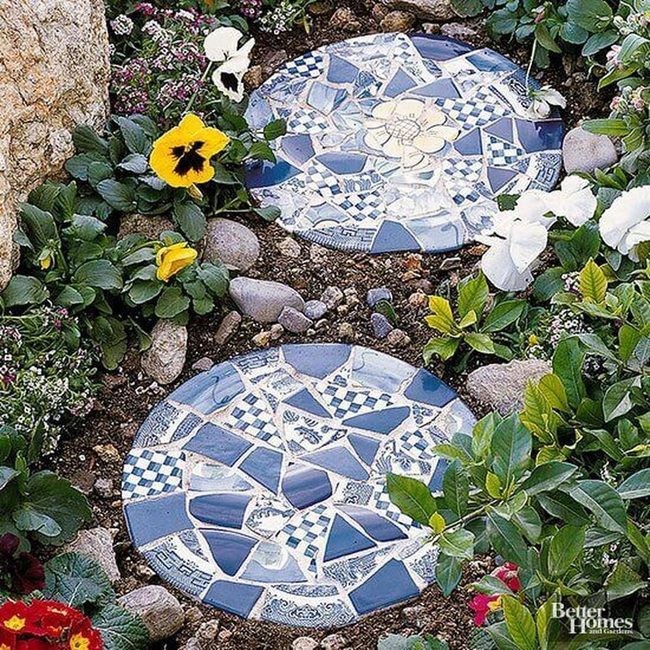 Blue And White Mosaic Pathways