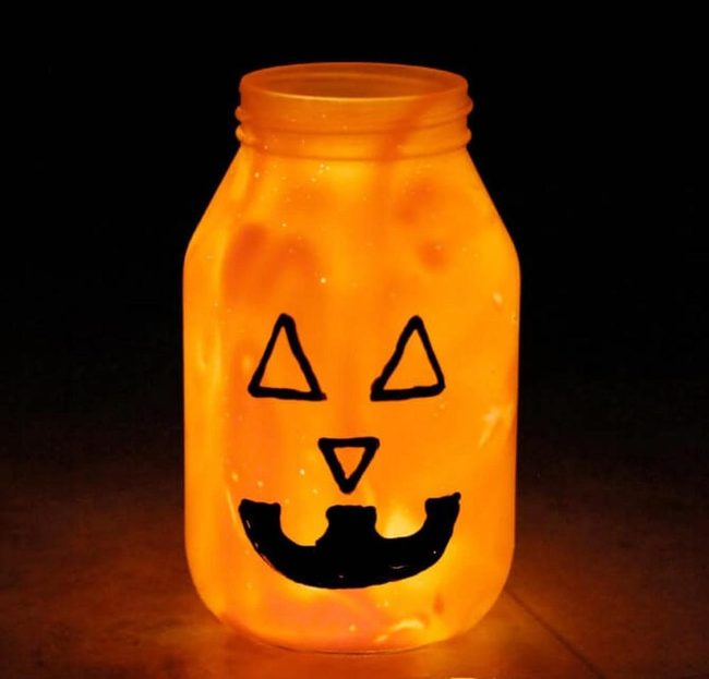 Orange Painted Jar Candlelight