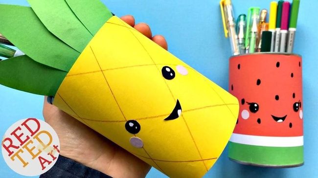 Painted Fruit Pencil Holders