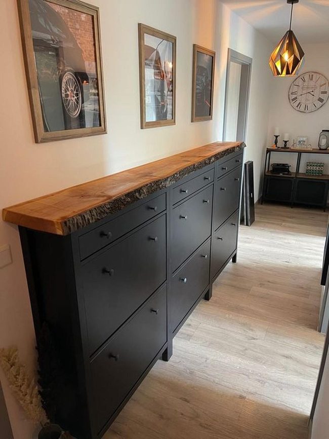 Black Cabinets, Light Wood Warmth
