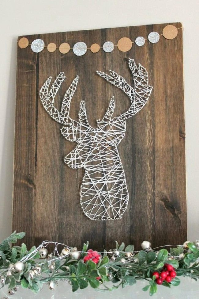 String Art Reindeer On Wood Board