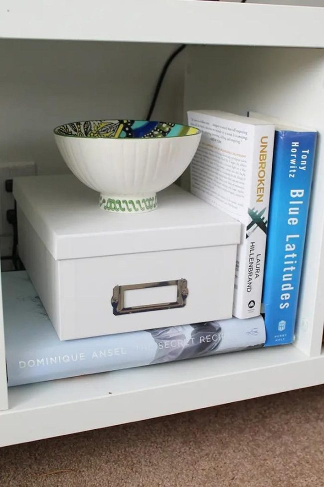 White Storage Box With Patterned Bowl