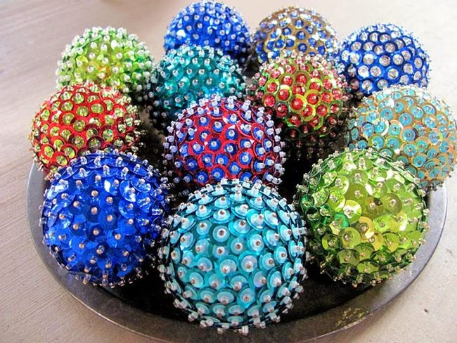 Gemstone Spheres On Wood