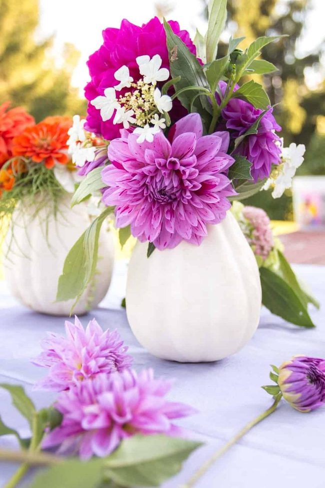 Pumpkin Vases With Fresh Flowers