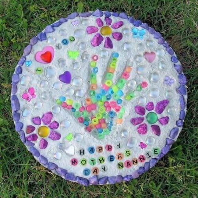 Handprint Flower Garden Stone