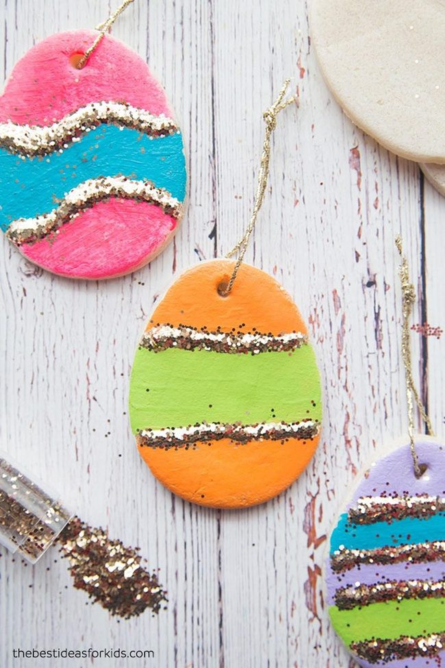 Striped Clay Ornaments With Glitter