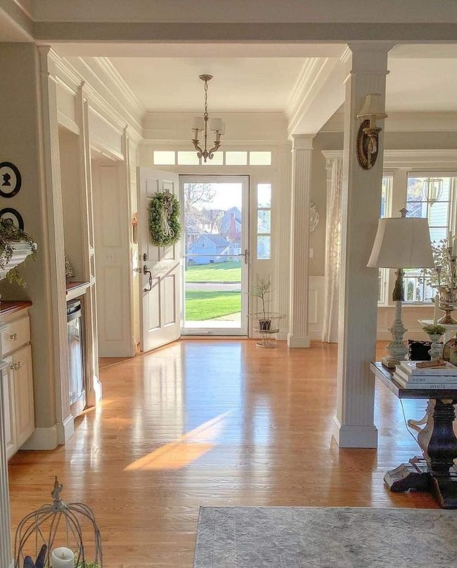 Golden Wood Entry With Architectural Detail
