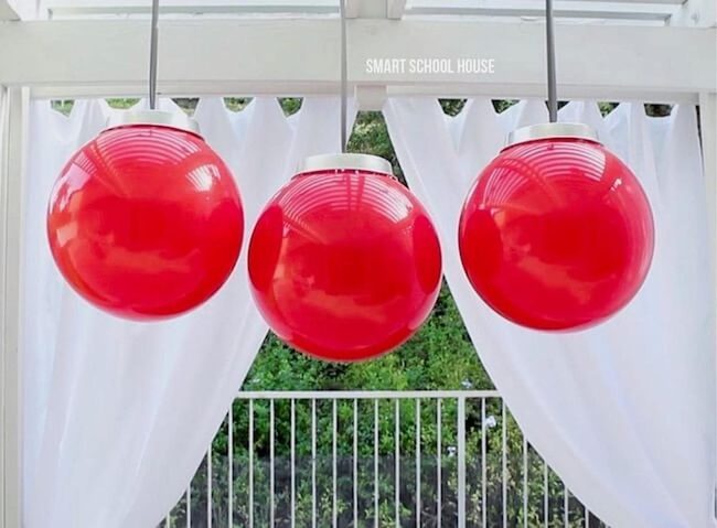 Red Sporting Balls Outdoor Display