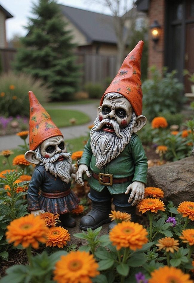 Gory Exterior Gnomes Halloween Display