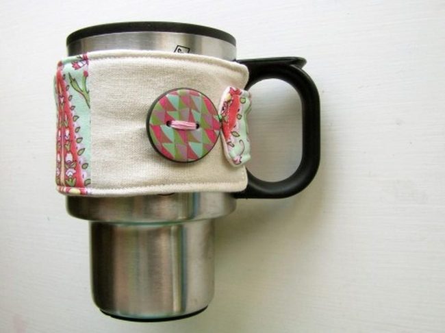 Pink Patterned Metal Coffee Mug